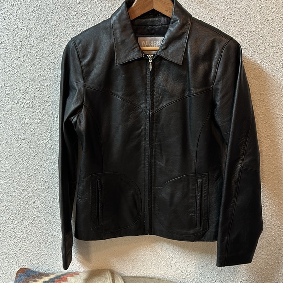 Y2K Wilson Leather black sleek jacket full zip - Picture 3 of 7
